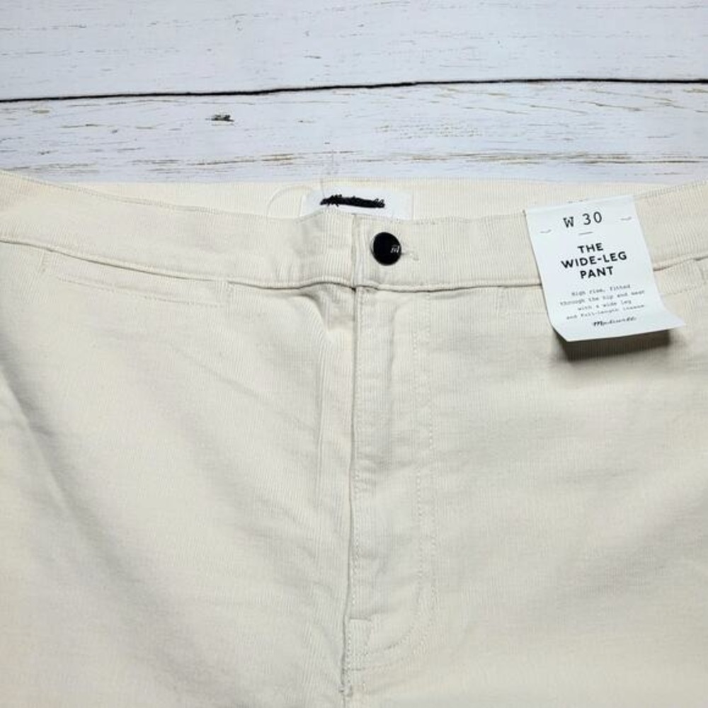 Madewell Wide Leg Corduroy Pant Vintage Ivory Winter White Stretch Minimalist 30 - Picture 5 of 12